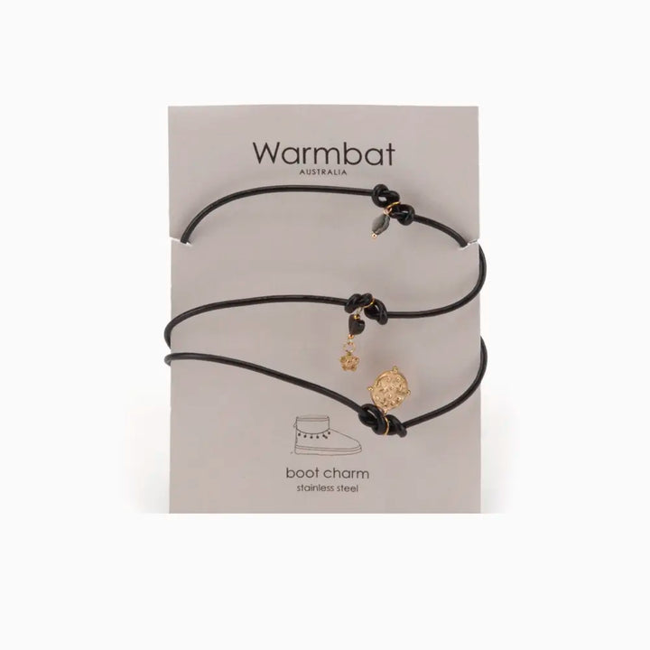 Boot Charm Stainless Steel Leather Lace Black thumbnail