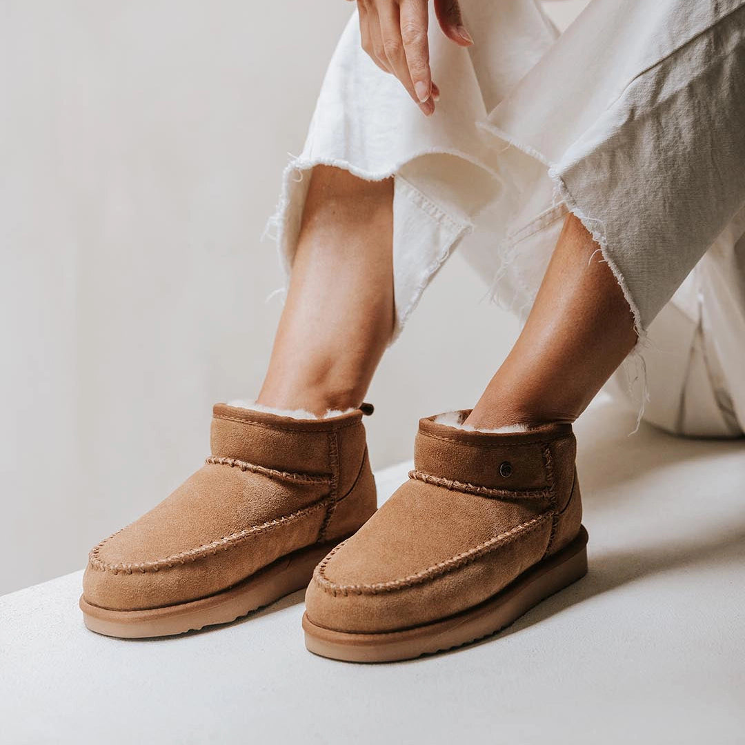 Durack dames suède stitch cognac 1