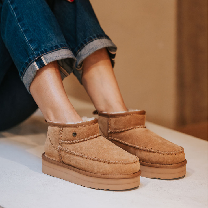 Durack Femmes Suède Stitch Plateau Cognac thumbnail 1