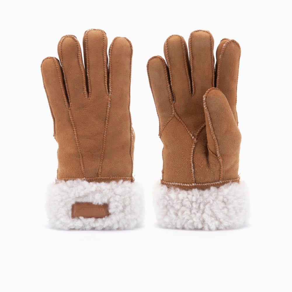 Handschoenen lammy patchwork Cognac