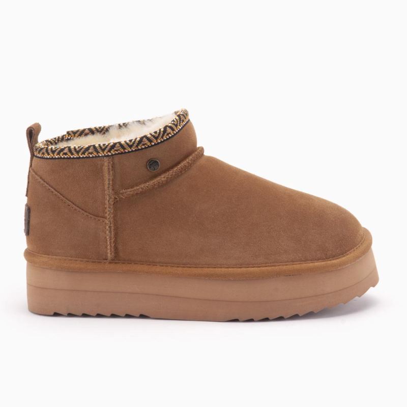 Warmbat Durack femmes suède boot plateau tape Cognac