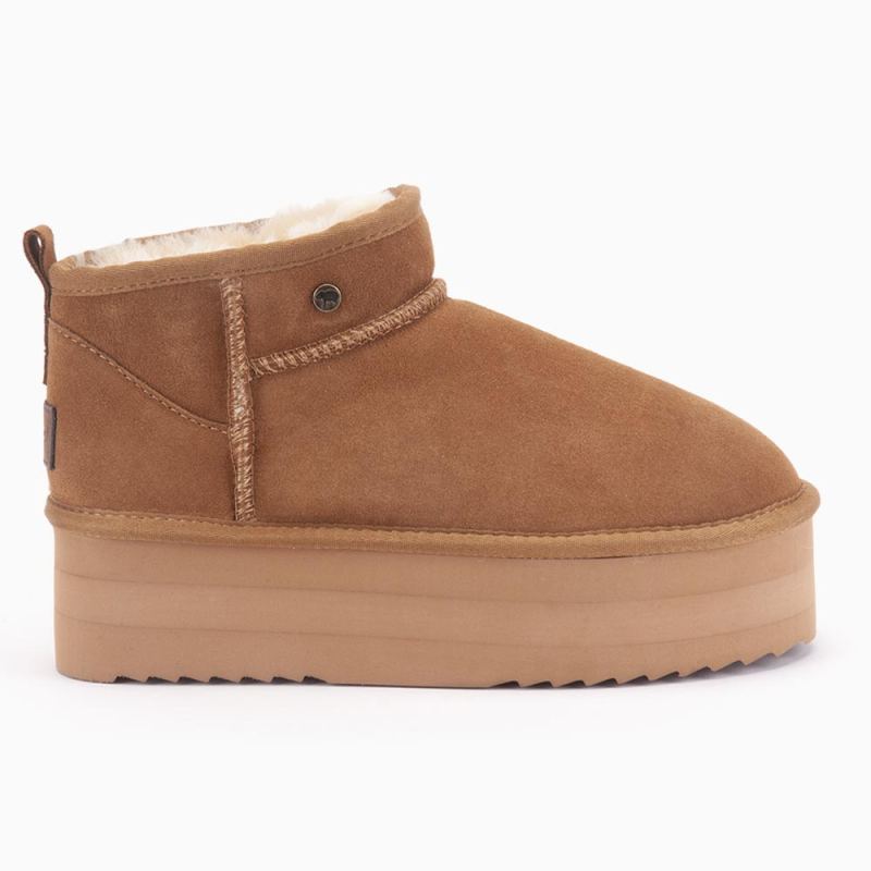 Durack dames suéde boot triple plateau Cognac