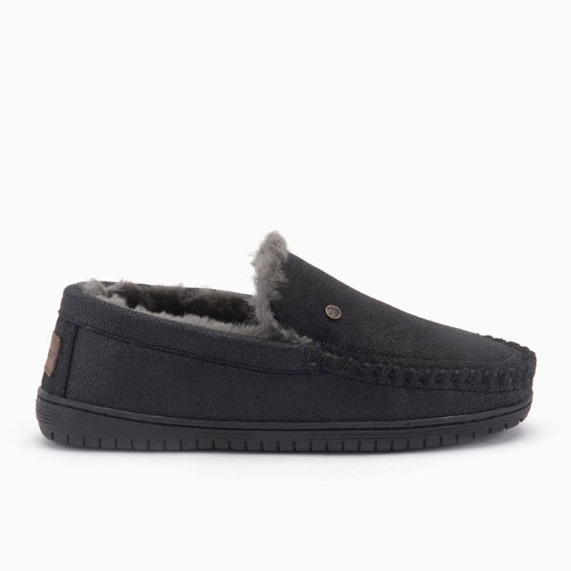 Grizzly Men Cracked Leather Black