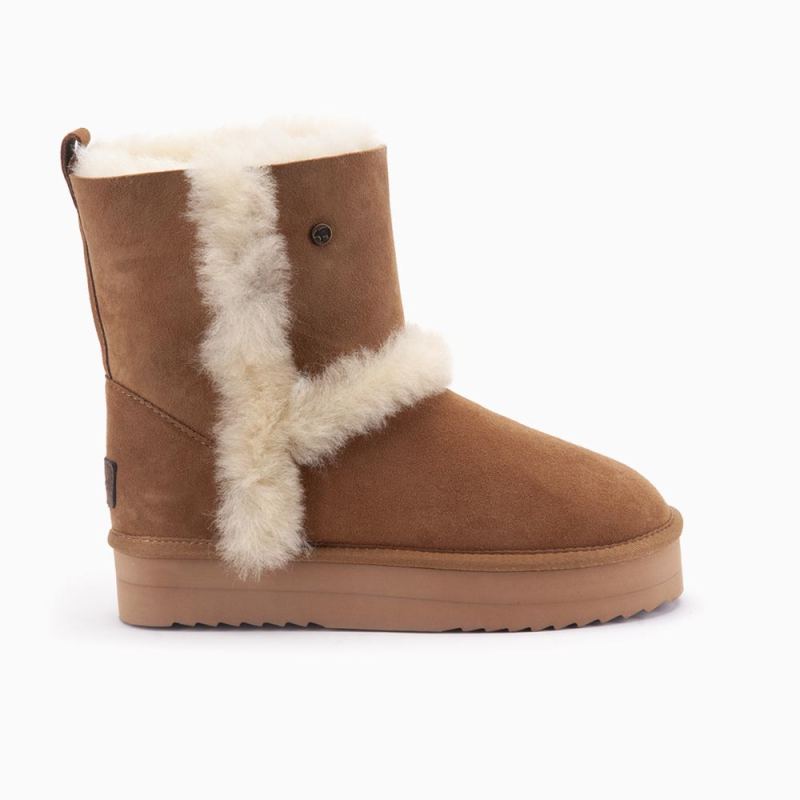 Kangaroo Women Suede/DF boot Plateau Wool Cognac