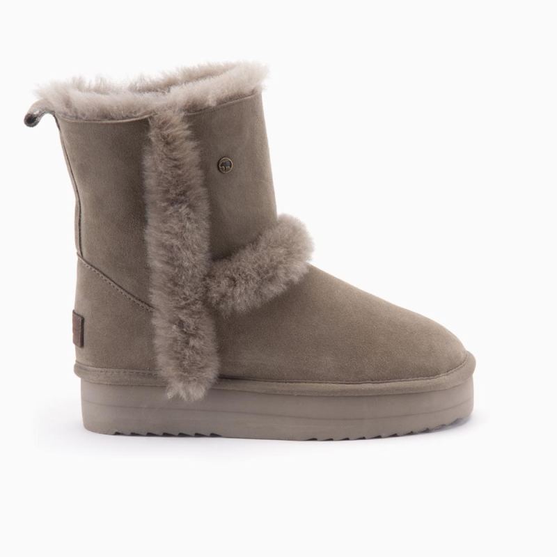 Kangaroo Women Suede/DF boot Plateau Wool  Moss