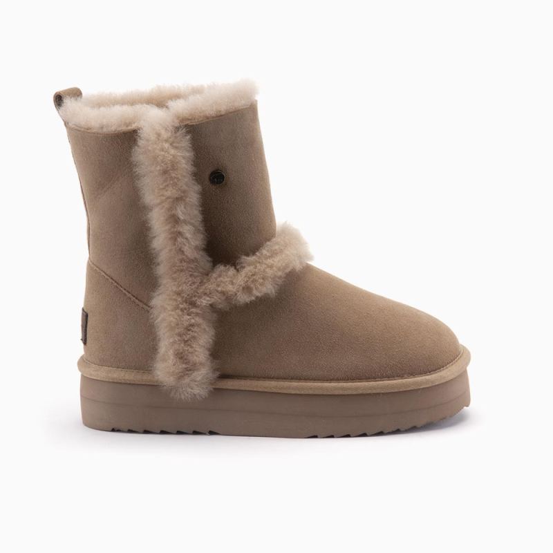 Kangaroo Women Suede/DF boot Plateau Wool Stone