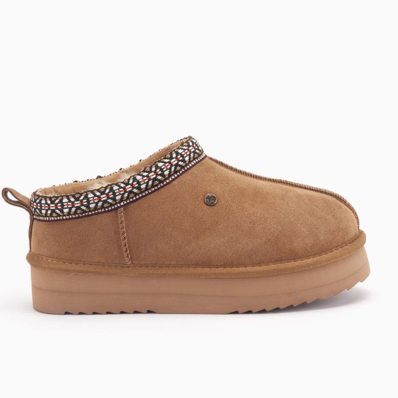 Kynuna Women Suede Plateau Tape Cognac