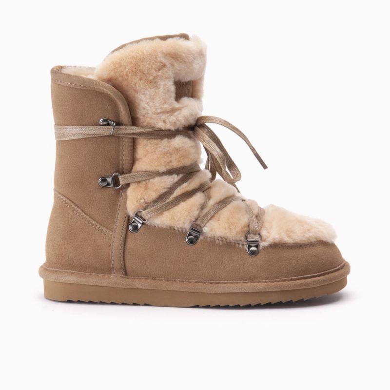 Moonbi femme suède Boot Camel