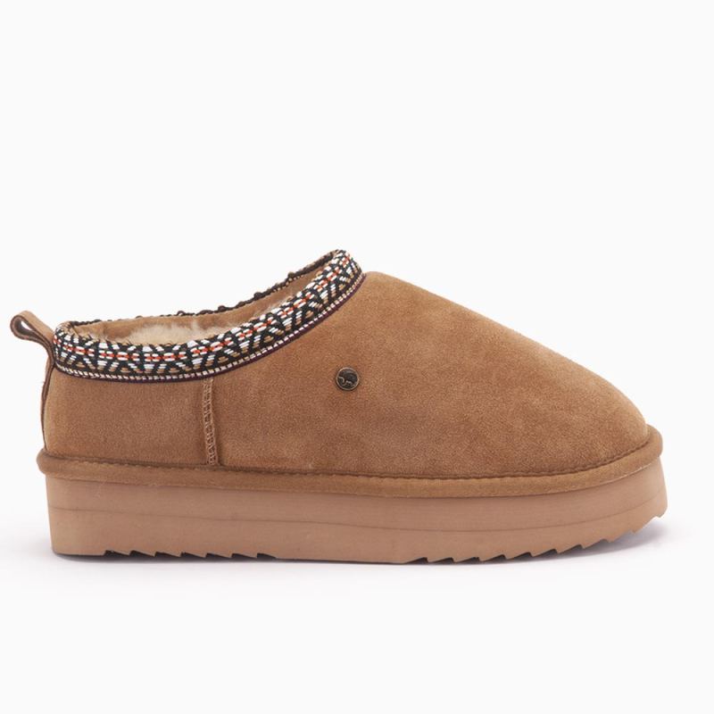 Tanami Women Suede Plateau Tape Cognac