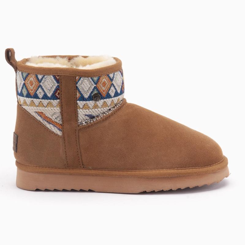 Wallaby Women Suede boot Woven Print Cognac