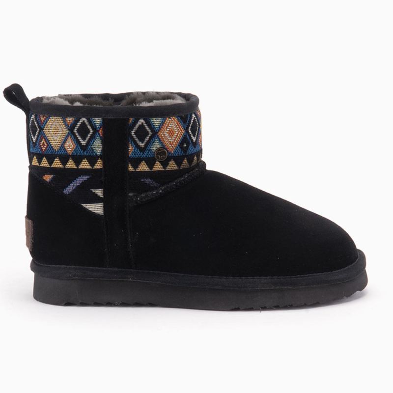 Wallaby Women Suede boot Woven Print Black