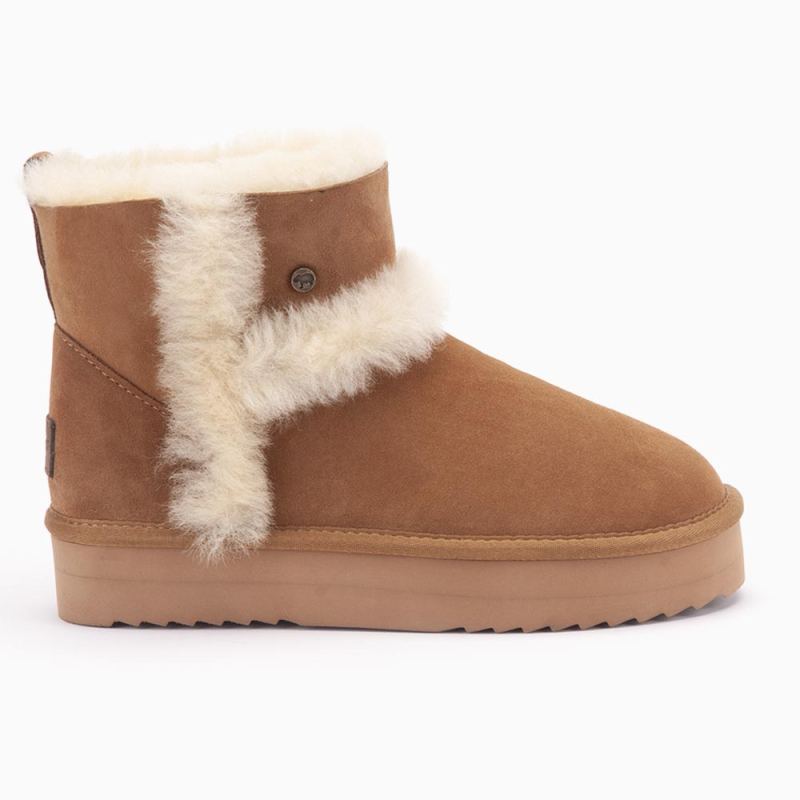 Wallaby Women Suede/DF boot Plateau Wool Cognac