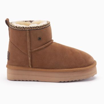 Warmbat Wallaby femmes suède boot Plateau Tape Cognac 